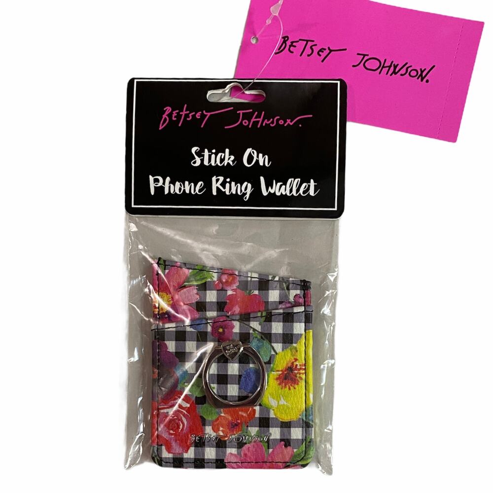Betsey Johnson Gingham Phone Ring Wallet - Picture 1 of 6